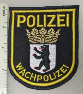 German Police Patch Wach Polizei Berlin Germany Yellow Letters Vintage