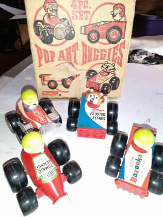 Vintage Buddy L Pop Art Buggies Cars Set Of 4