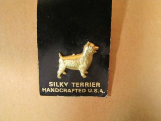 Silky Terrier Dog Pin Gold Tone Handcrafted U.  S.  A.  Jewelry