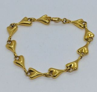 Robert Lee Morris Rlm Vintage Gold Plated Heart Link Bracelet 1980s