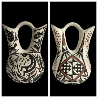 Acoma Pottery Wedding Vase 8” Native American Handmade Signed Cerno Vtg