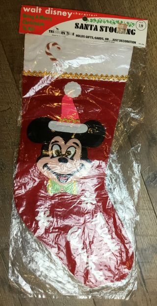 1963 Mickey Mouse Walt Disney Trimmin Time Christmas Stocking