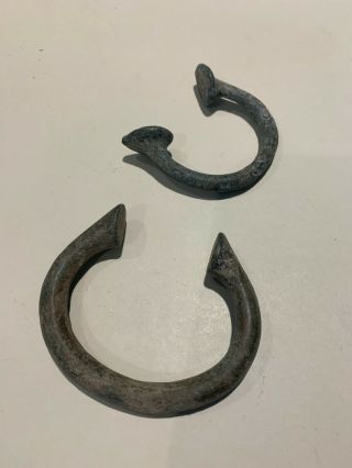 2 West African Manilla Bronze Trade Bracelets - Money Associated W/ Slave Trade