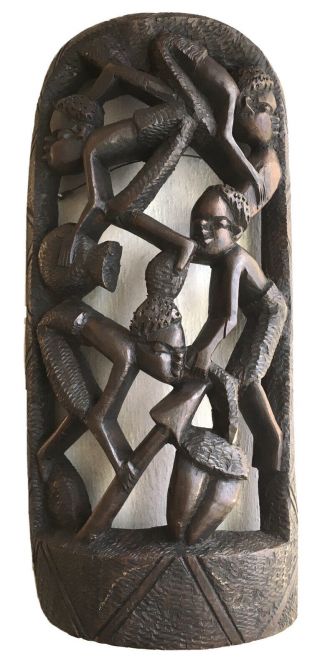 African Ebony Makonde Family Tree Of Life Wooden Statue Carving Wall Hanging