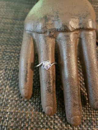 Vintage 10k White Gold Amethysts And Natural Diamond Flower Ring Size 4.  5