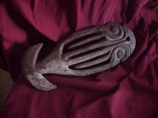 Vintage Papua Guinea Head Mask Hook Figure Early One Wood Carved