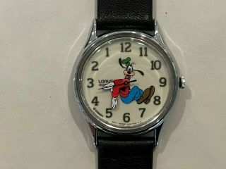 Vintage Disney Lorus Backward Goofy Luminous Dial Watch V516 - 6a00 - Exe