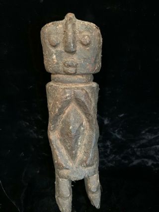 Antique African Art Hand Carved Wood Figure 14” Very Dense Wood