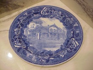 President William Mckinley Home Wedgwood Flow Blue Transferware Plate 9.  25 Inch