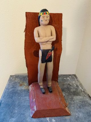 American Folk Art Native American Indian Carved And Painted Figure
