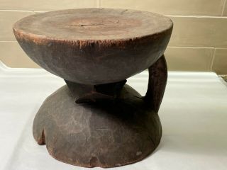 Antique African Tribal Art Carved Wood Stool