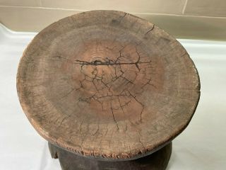 ANTIQUE AFRICAN TRIBAL ART CARVED WOOD STOOL 2