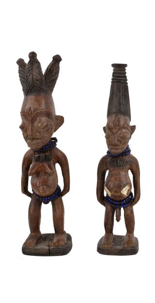 Yoruba Ibeji Twins Figures Nigeria African Art Was $150.  00