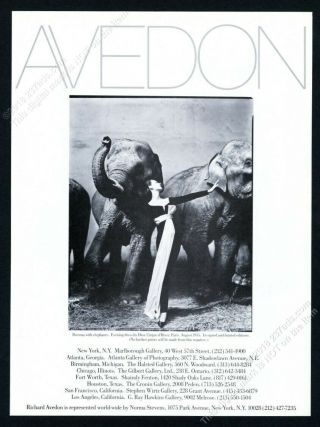 1979 Richard Avedon Dovima With Elephant Photo Nyc Gallery Vintage Print Ad