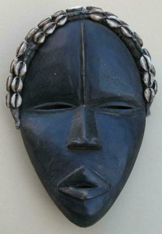 Vintage African Wood Mask Embellished With Beads And Seashells