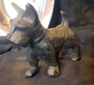 Vintage Cast Iron Black Scottie Scottish Terrier Dog 4 1/4 X 5