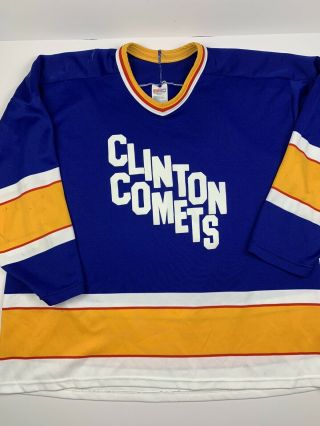Clinton Comets Ehl/nhl Hockey Jersey - Ccm Vintage Blue Size Xxlarge Utica Usa
