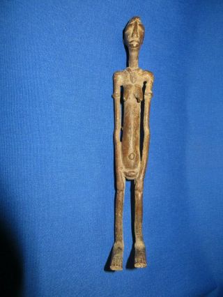 Antique African Dogon Tribal Bronze Woman Tribal Est 400 Yrs Old 8 "