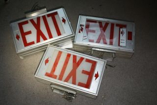 3pc Vintage Aluminum Metal Exit Light Signs Commercial One Sided