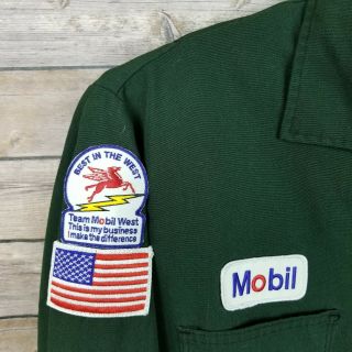 Vintage MOBIL Pegasus Gas Station Attendant Green FR Coveralls Work rite Patches 3
