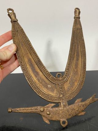 Antique Rare African Brass Bronze Ethnic Tribal Ceremonial Fish Collar Necklace