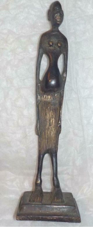 Vintage African Bronze Figure Of A Woman 20cm Tall