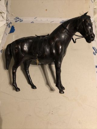 Vintage Leather Horse Large Statue Sculpture English Saddle 14 " L X 10.  5” H