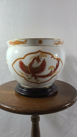 Vintage Franklin Porcelain The Jardiniere Of The Vermilion Phoenix