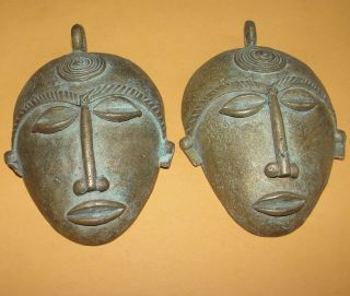 Senufo Dogon Baule Ashnti Pendant Tag Bronze Passport Mask African Maskette Cast