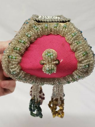 Antique Native American Iroquois Indian Beaded Pouch box jewelry 5 