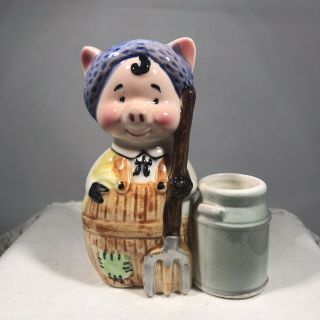 Vintage Ceramic Japan Pig Succulent Planter Candle Toothpick Holder Figurine