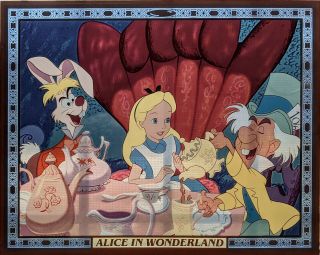 Vintage Walt Disney " Alice In Wonderland " Enamel On Glass