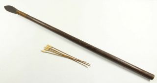 Vintage Dayak spear blow gun darts Borneo n mandau parang sword LOOK 2