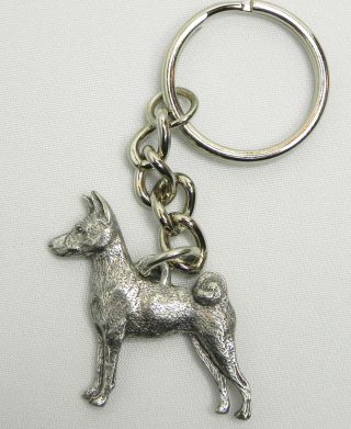 Basenji Dog Keychain Keyring Harris Pewter Made Usa Key Chain Ring