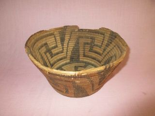 Vintage Early Native American Indian Pima Papago Whirling Log Woven Basket
