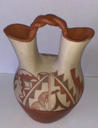 Rare Evelyn Jemez Signed Pueblo Wedding Vase &fresh From Santa Fe