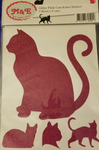 Glitter Pink Cute Cat Decal Sticker Cat Lovers Gift 2 Sheets Hug Your Cat
