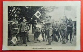 Boy Scout Postcard,  C1915 Official " Sending Semaphore Signal "