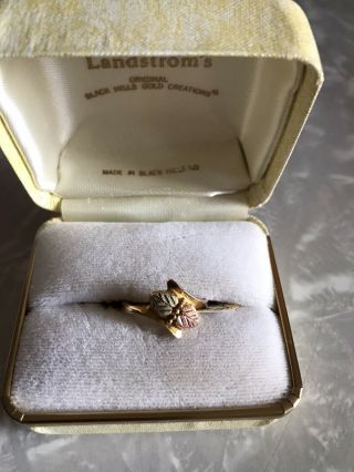 Vintage LANDSTROM ' S BLACK HILLS GOLD 10K Yellow,  Rose And Gold Leaf Ring Size 7 3