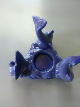 Blue Dolphins Ceramic Votive Candle Holder Home Decor Decorative Fish Figurine