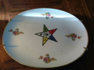 Vtg,  Hand Painted,  Lefton China,  Order Of The Eastern Star Decorative Wall Plate