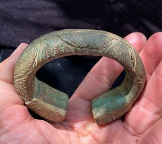 Antique Bronze North African Tribal Cuff Bracelet Bangle Slave Trade