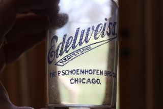 Vintage P.  Schoenhofen Brg Co Edelweiss Pre - Prohibition Enameled Drinking Glass