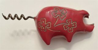 1949 Vintage Red Pig Corkscrew & Cap Lifter Howard Ross 
