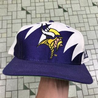 Vtg 90s Minnesota Vikings Pro Line Authentic Sharktooth Snapback Hat Logo 7 Nfl