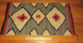 Vintage Early American Indian Navajo Saddle Blanket Small Rug Eye Dazzler 36x19 "