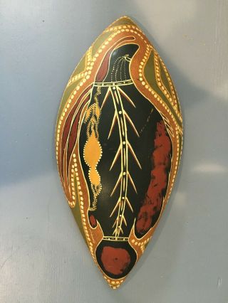 Vintage Aboriginal Wood Carved Shield Australia Painted Signed Wiriggrie