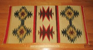 Vintage Early American Indian Navajo Saddle Blanket Small Rug Eye Dazzler 36x18 "