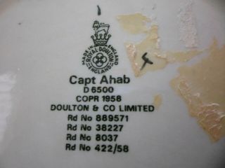 Vintage Royal Doulton Large Character Toby Mug Jug Captain Ahab D6500 1958.