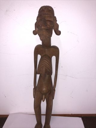Vintage Guinea Wood Statue Squatting Ancestor Hand Carved
